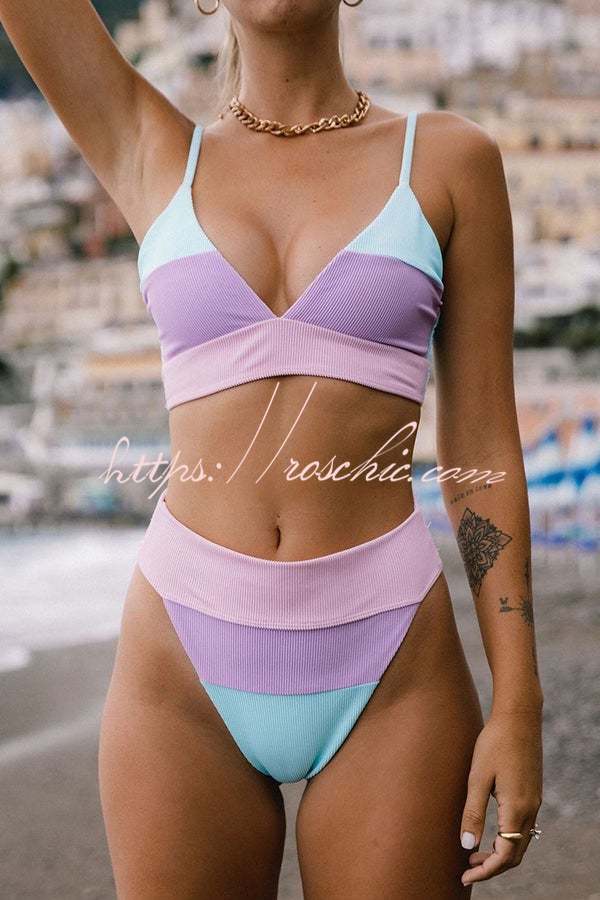 Cool In Colorblock Ribbed Bikini Swimsuit