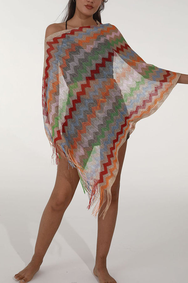 Fashionable Colorful Knitted Sunscreen Beach Shawl