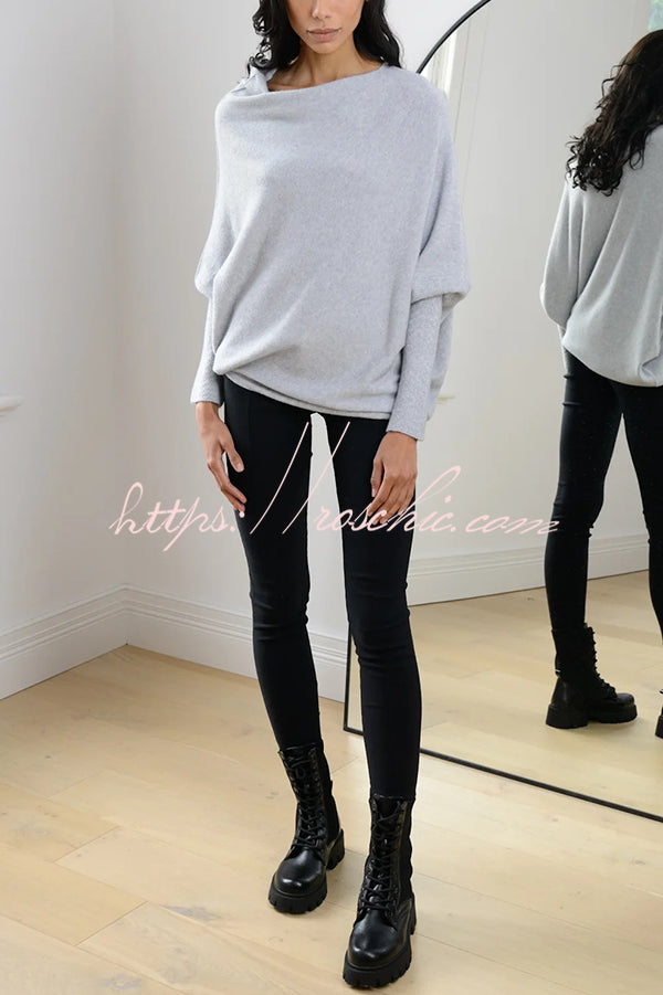 Solid Color Round Neck Long Sleeve Loose Knitted Sweater