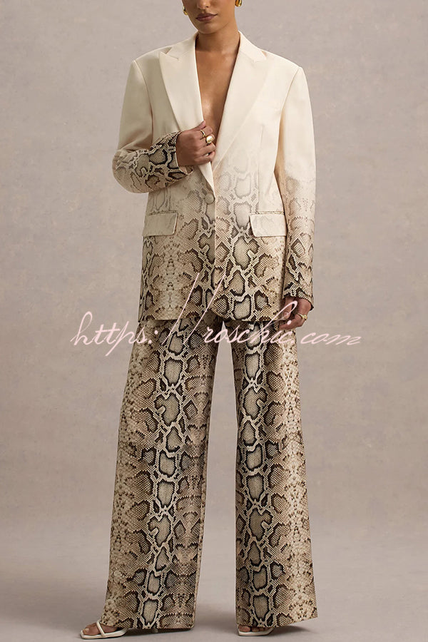 Hurley Ombre Snake Print Single Button Long Sleeve Lapel Loose Blazer