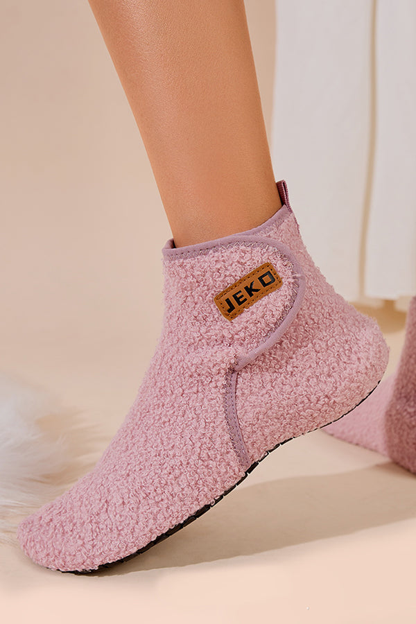Fashionable Velcro Home Non-slip Plush Warm Snow Boots