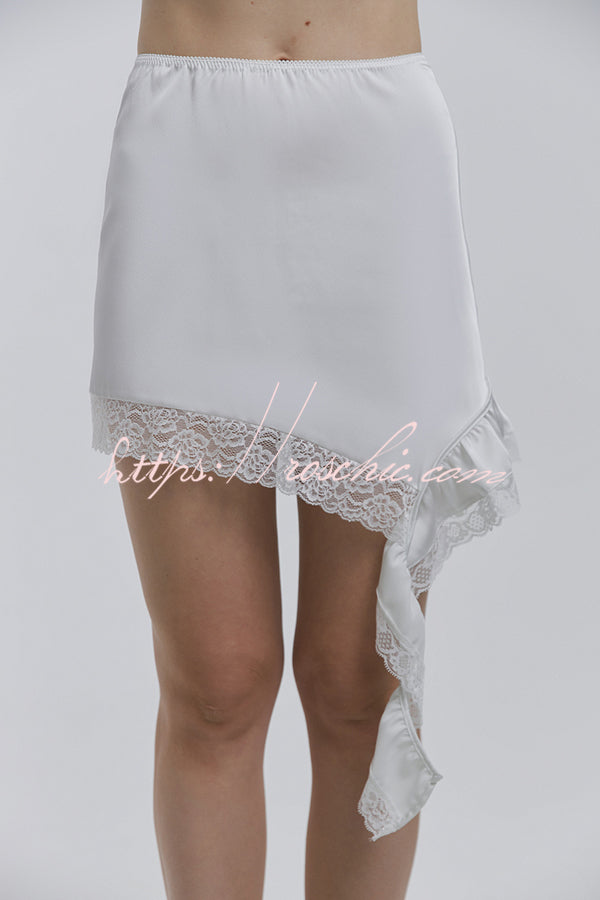 Fashionable Lace Asymmetrical Elegant Mini Skirt