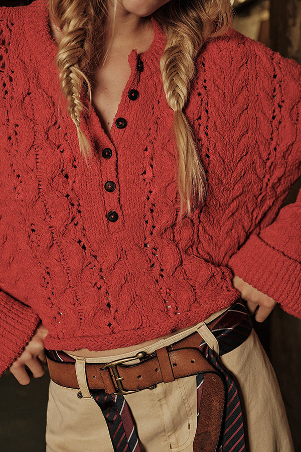 Solid Color Loose-fitting Openwork Long-sleeved Knit Sweater