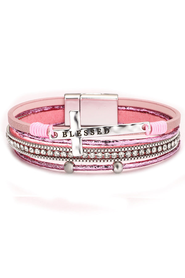 Bohemian Cross Diamond Magnetic Clasp Bracelet