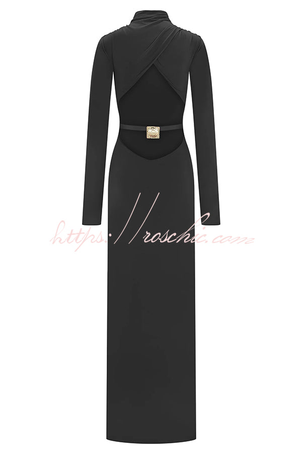 Sexy Backless Long-sleeved Stretch Slim-fit Maxi Dress