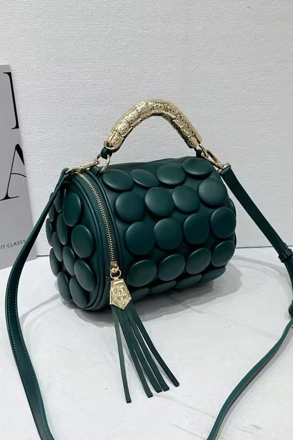 Cylindrical Classic Button Handmade Shoulder Bag