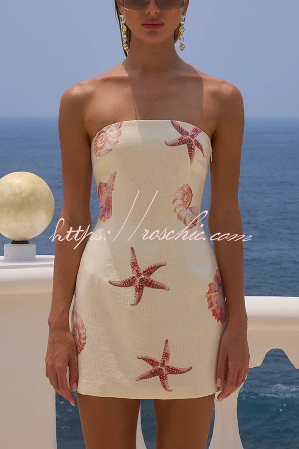 Beach Club Sequin Unique Print Strapless Stretch Mini Dress – roschic