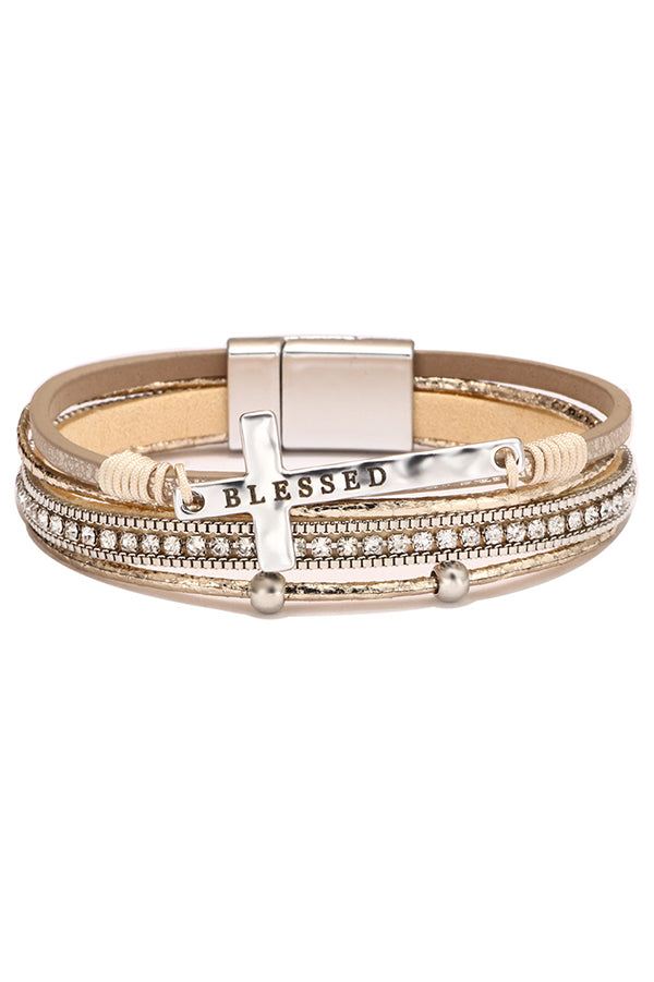 Bohemian Cross Diamond Magnetic Clasp Bracelet
