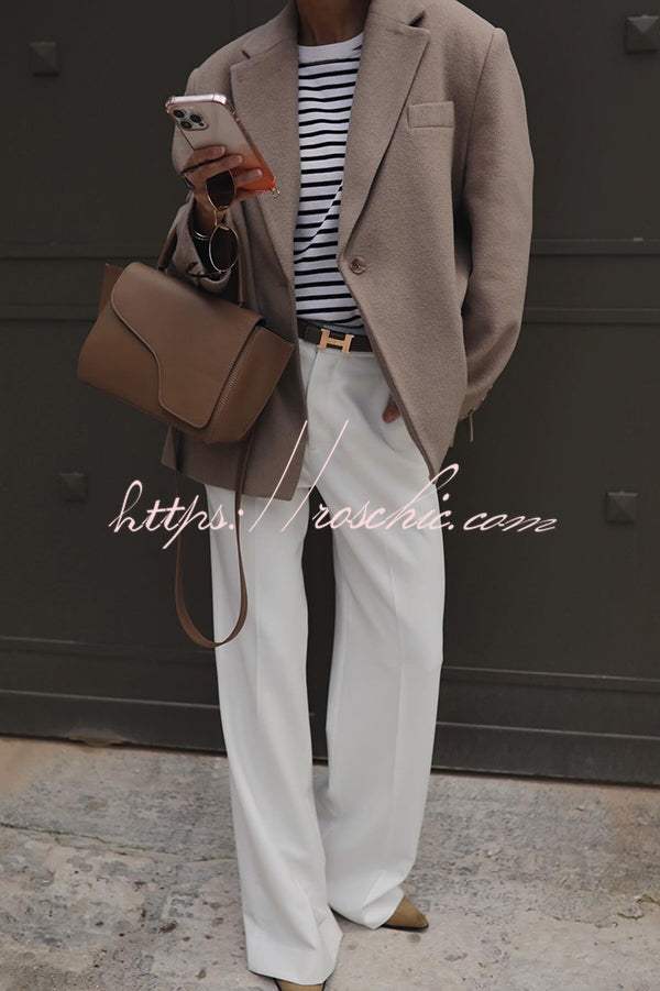 Solid Color Lapel Long Sleeve Loose Blazer