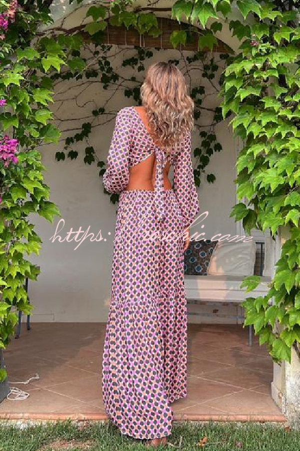 Serene Dreams Printed Side Cutout Elastic Waist Maxi Dress