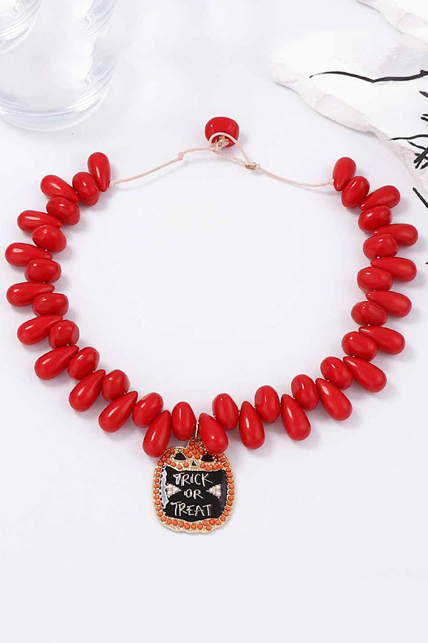 Halloween Simple Beaded Owl Pendant Necklace