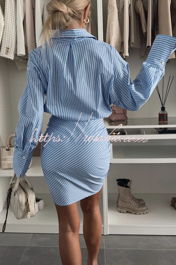 button up ruched dress PrettyLittleThing Women's Faux Suede Long Sleeve Ruched Button Up Mini Dress in Taupe