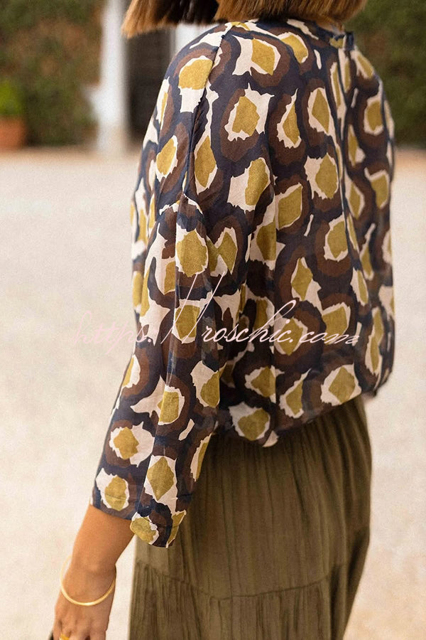 Unique Printed Lapel Button-down Loose Casual Shirt