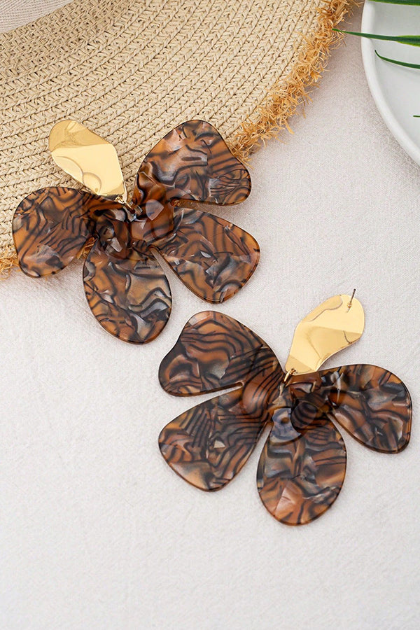 Vintage Acrylic Leopard Petal Earrings