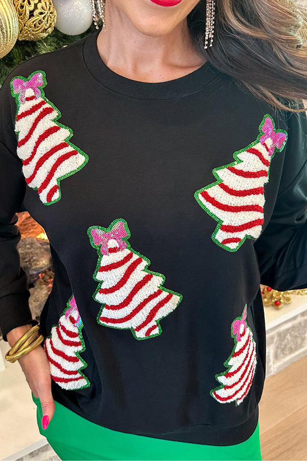 Christmas Tree Sequined Casual Loose Sweatshirt