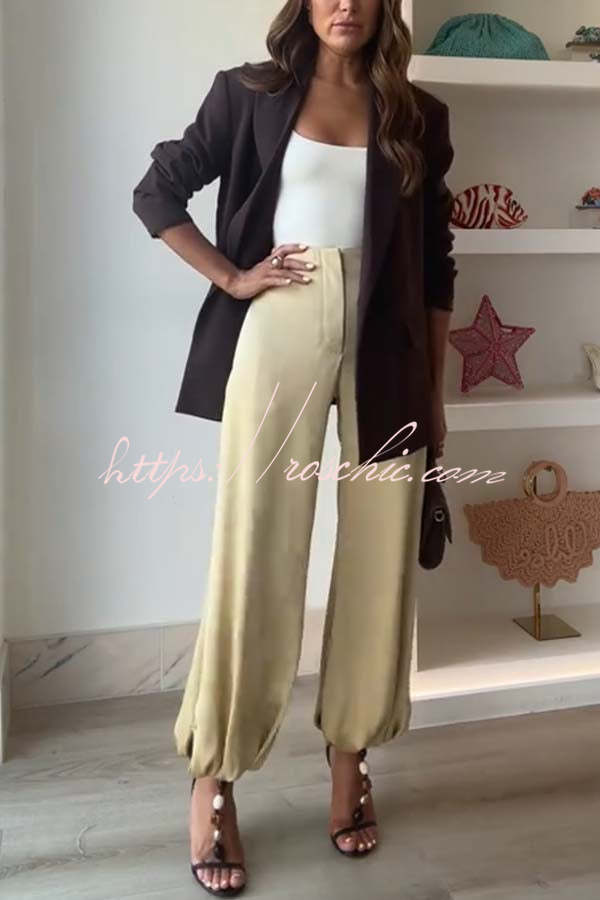 City Phantom Satin High Rise Pocket Aladdin Bloomers Pants