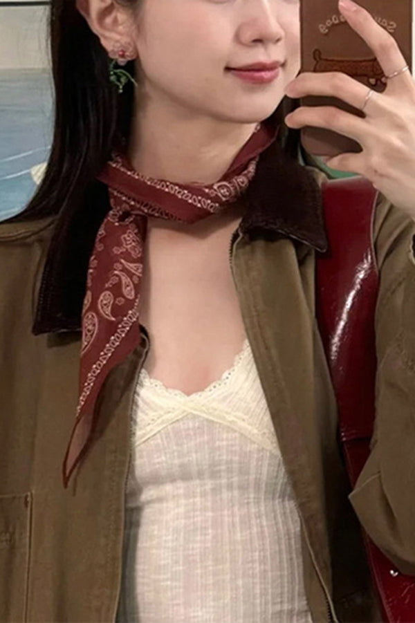 Vintage Pull-out Silk Scarf Beaded Necklace