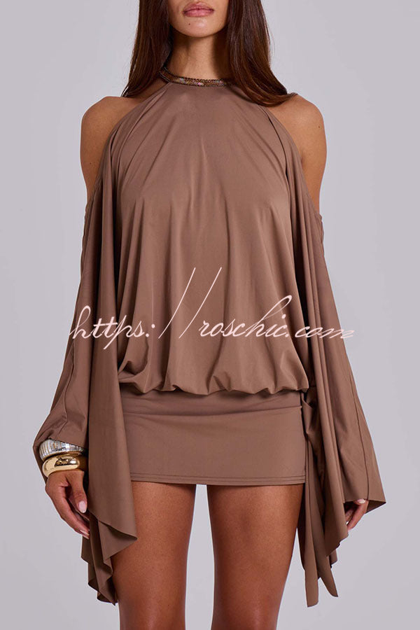 alula embellished butterfly mini dress Alula Chain Sequin Embroidered Butterfly Kimono Slit Sleeve Backless –  roschic