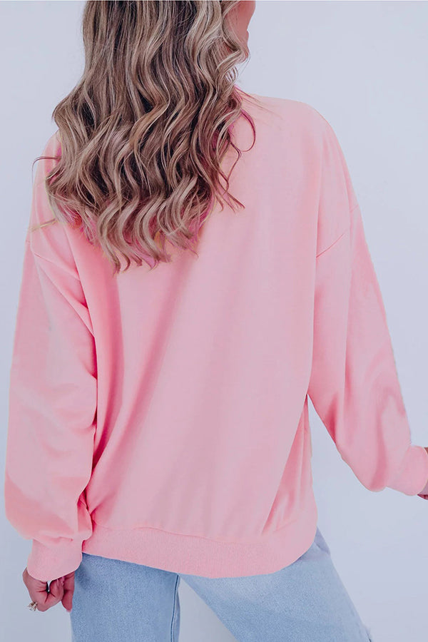 Christmas Sequined Terry Cloth Embroidered Crew Neck Long-sleeved Loose Sweatshirt