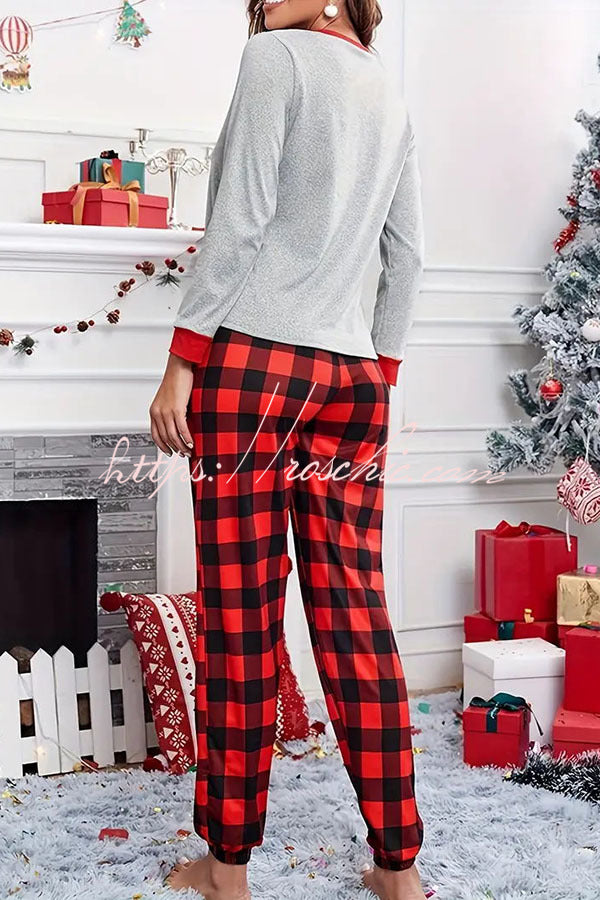 Christmas Is Calling Printed Elastic Waist Lounge Jogger Pajama Set