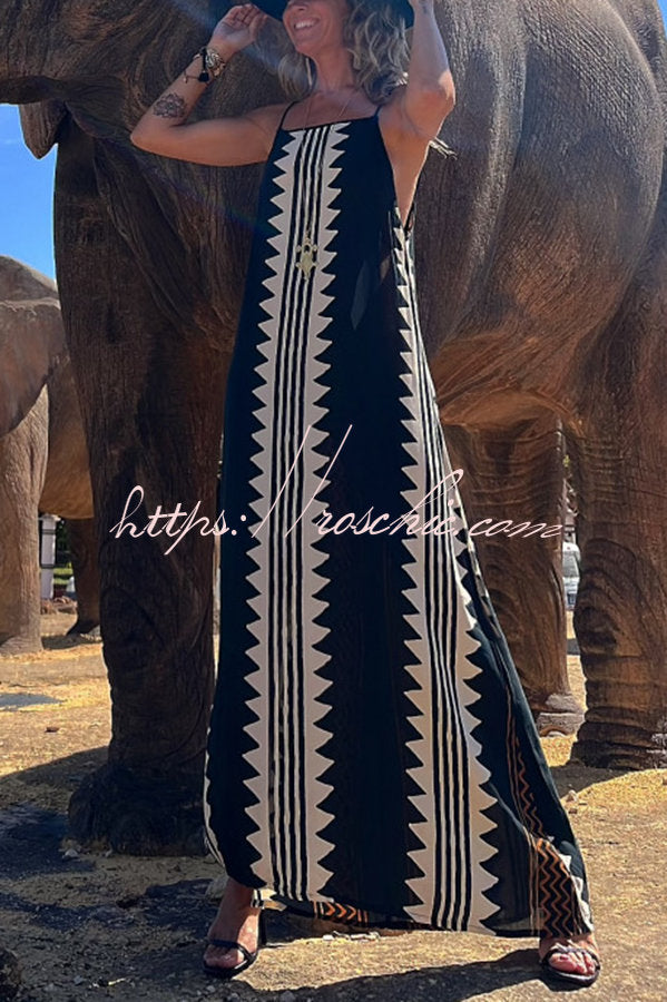 Take A Trip Ethnic Print Backless A-line Maxi Dress