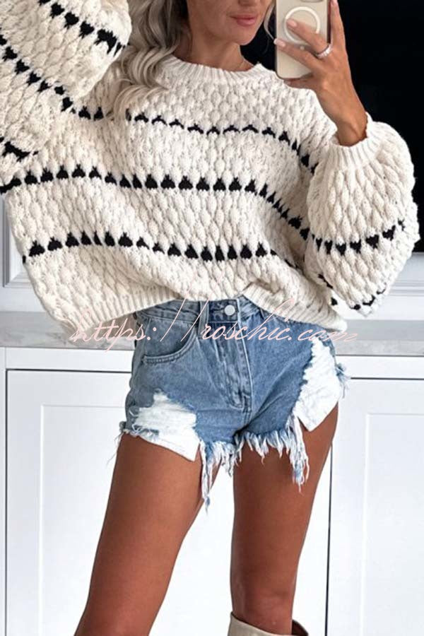 Boadi Contrast Striped Crew Neck Long Sleeved Knitted Sweater