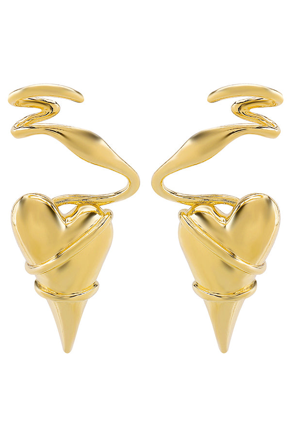 Fashionable Thorn-wrapped Heart Earrings
