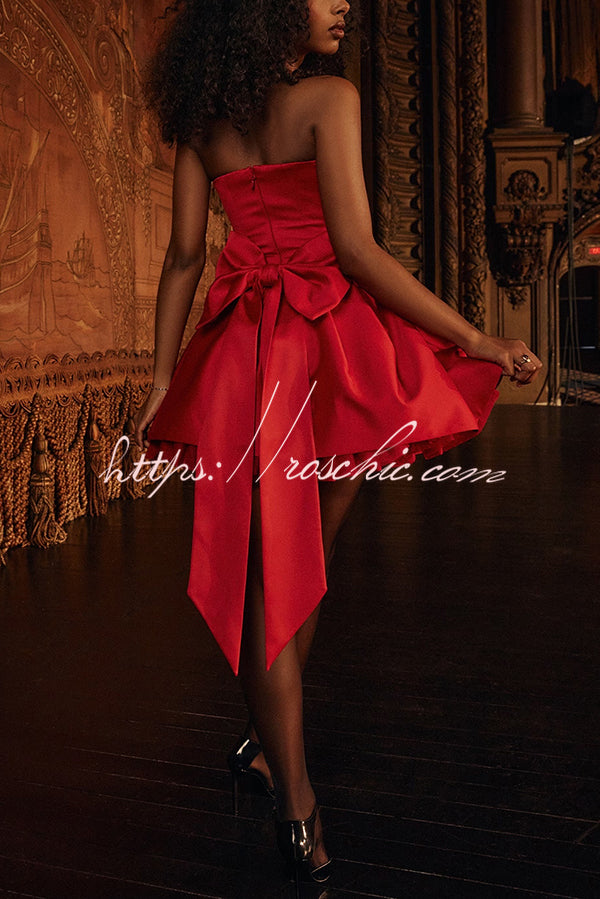 Stylish Sleeveless Off-shoulder Elegant Large Bow Mini Dress