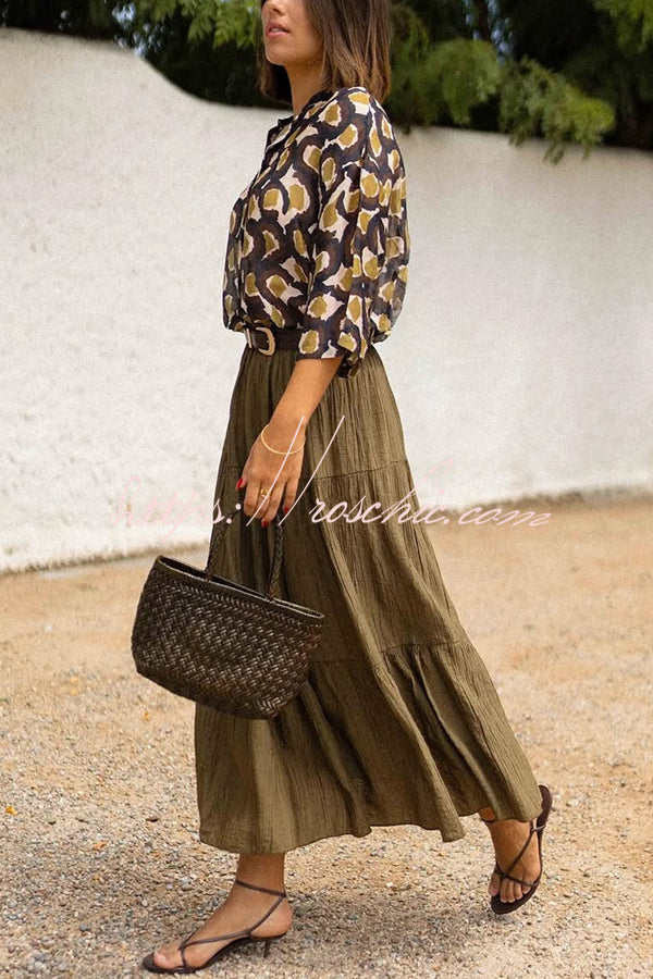 Solid Color Splicing Casual Vacation Maxi Skirt