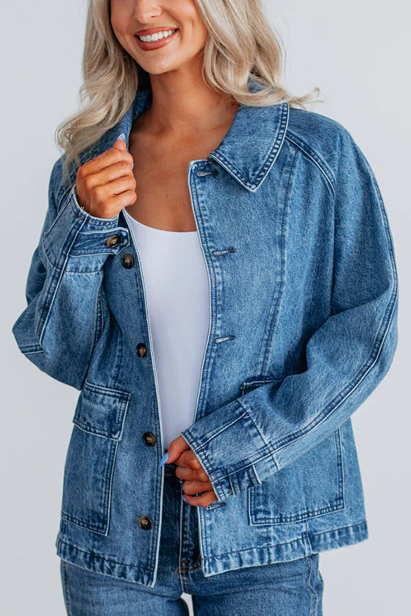 Stylish Single-breasted Casual Pocket Denim Jacket