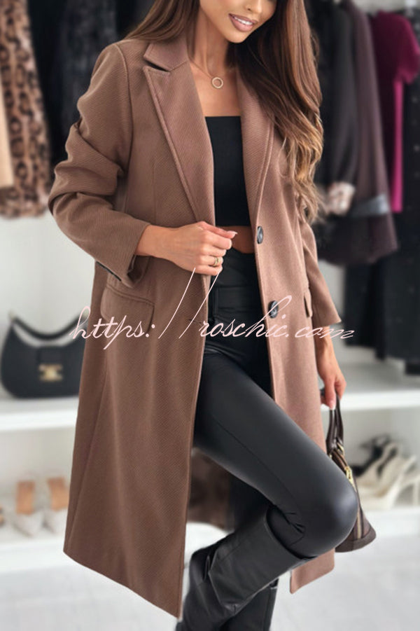 Fashionable Casual Lapel Long Sleeve Single Breasted Loose Coat