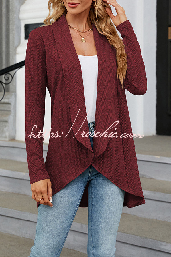 Long Sleeve Solid Color Ruffle Loose Cardigan