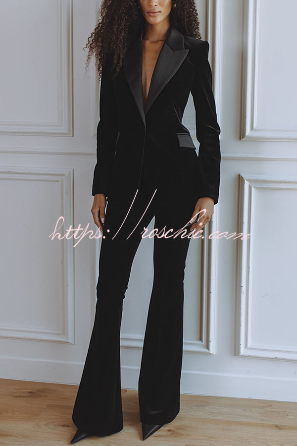 Delicate Daze Velvet High Rise Elastic Waist Flare Pants