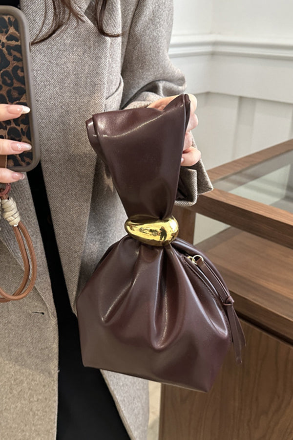 Retro Pleated Simple Bucket Bag