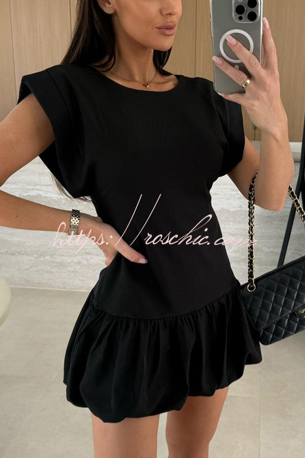 Solid Color Round Neck Sleeveless Ruffle Fitted Mini Dress