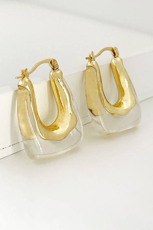 Fashionable Geometric U-shaped Colorful Jelly Earrings