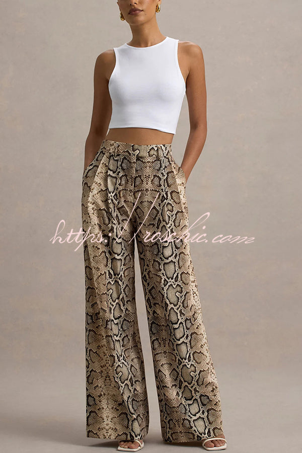 Hurley Ombre Snake Print Elastic Waist Pocketed Wide Leg Pants