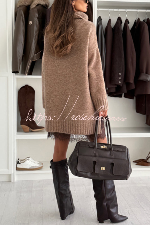 Breezy City Knit Turtleneck Long Sleeve Relaxed Sweater (Shipped Within 24 Hours)