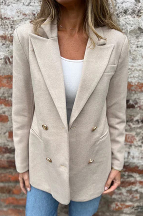 Solid Color Lapel Long Sleeve Loose Casual Blazer