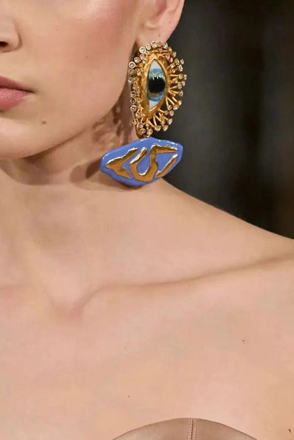 Fashionable Evil Eye Diamond Earrings