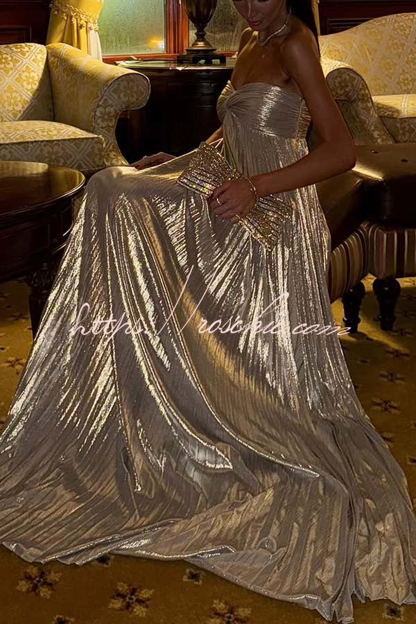 Night Elf Metallic Fabric Pleated Off Shoulder Twist Bust Slit Maxi D roschic Night Elf Metallic Fabric Pleated Off Shoulder Twist Bust Slit Maxi D roschic