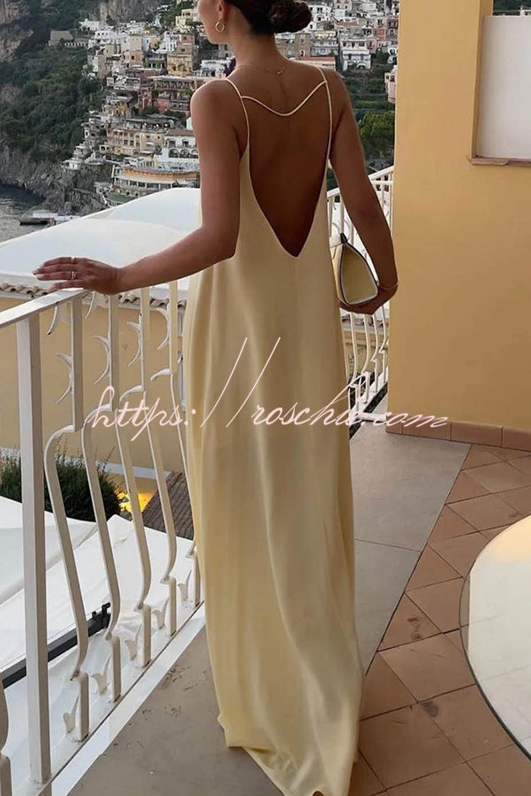 Sexy Satin Cutout Sling Backless Maxi Dress