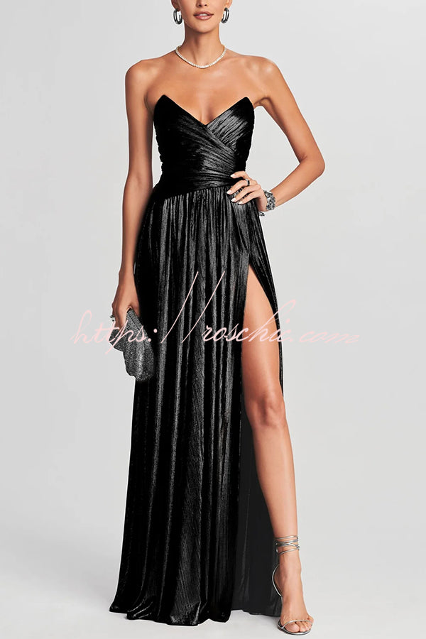 metallic pleated maxi dress Bronze Metallic Pleated Maxi Dress - Event Dresses