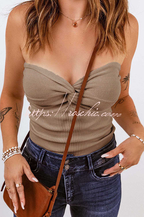 Sexy Tube Knit Ribbed Slim Backless Tank Top