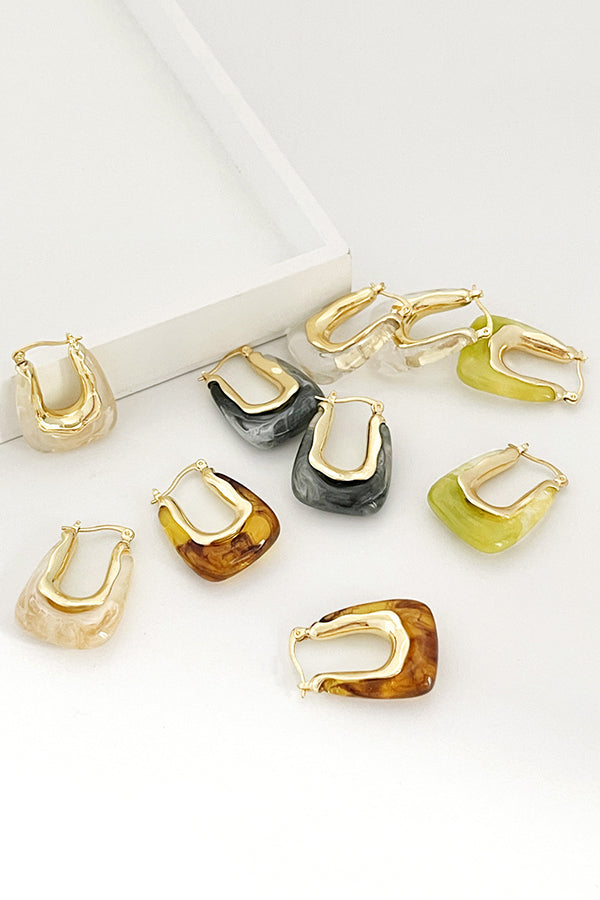Fashionable Geometric U-shaped Colorful Jelly Earrings