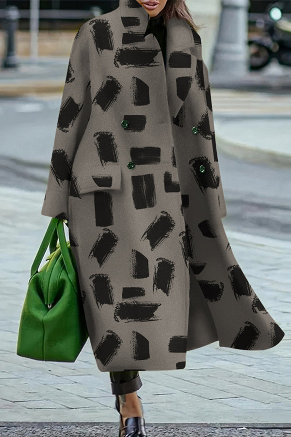 Solid Color Loose Lapel Long Sleeve Button Casual Long Coat