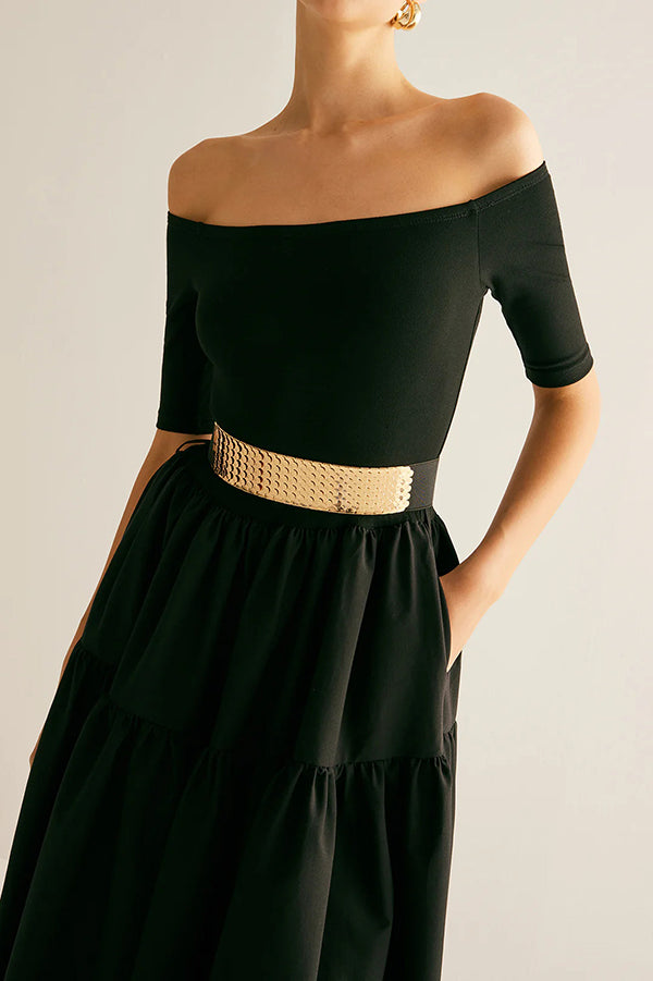 Fashionable Metal Fish Scale Elastic Belt