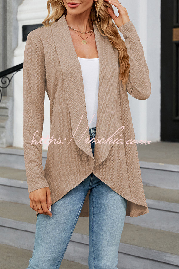 Long Sleeve Solid Color Ruffle Loose Cardigan