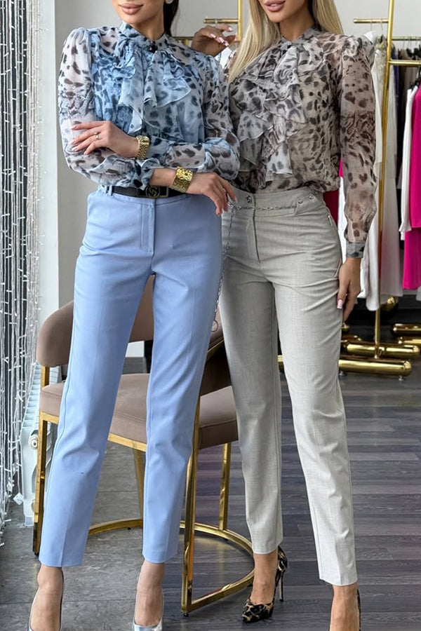 Unique Printed Loose Long-sleeved Casual Chiffon Shirt