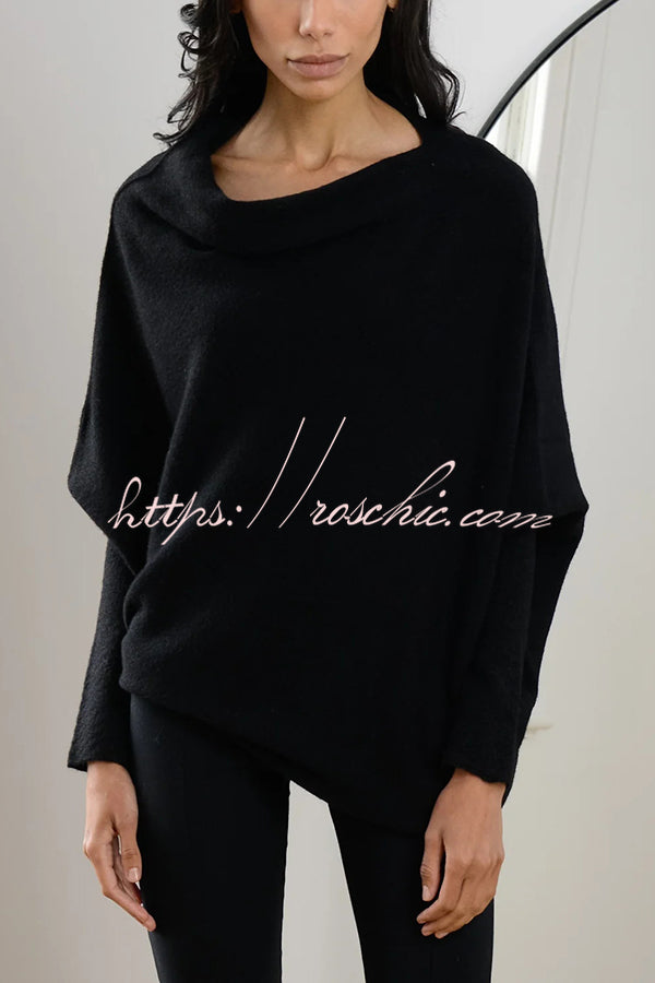 Solid Color Round Neck Long Sleeve Loose Knitted Sweater